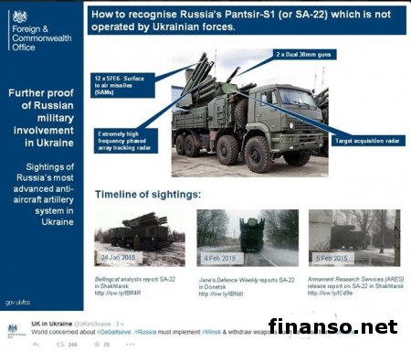 Британия подтвердила присутствие на Донбассе ракетных комплексов РФ «Панцирь-С1»